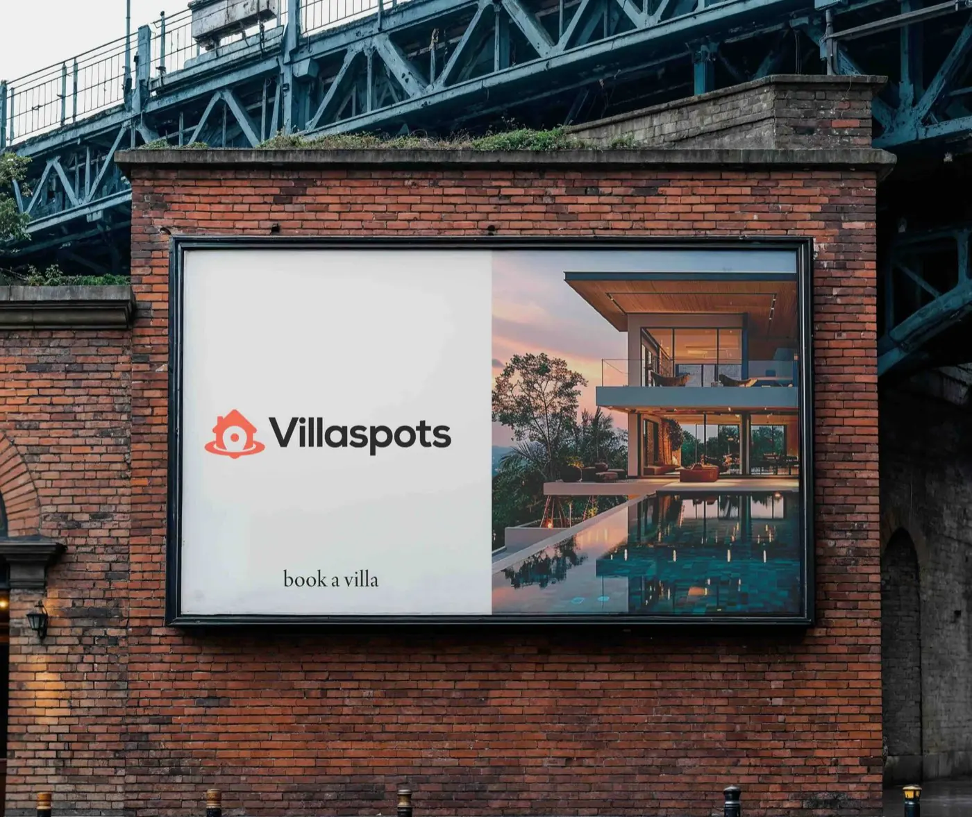 Villaspots travel logo design and billboard brand identity